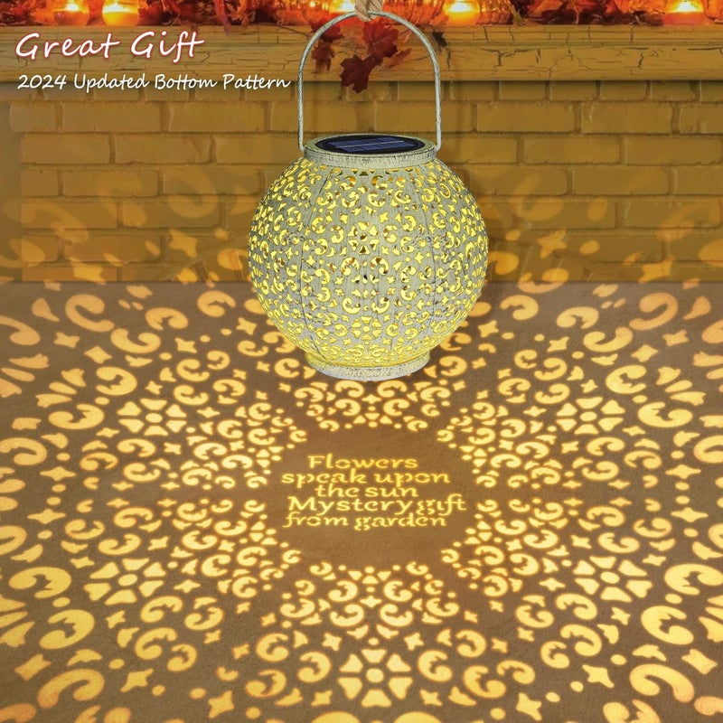 HOMEIMPRO Outdoor Solar Big Lantern Waterproof Garden Decor Gifts for Mom ,Solar Garden Lights for Backyard Table Walkway Christmas Gifts for Grandma Wife (White,1Pack) - Image 4